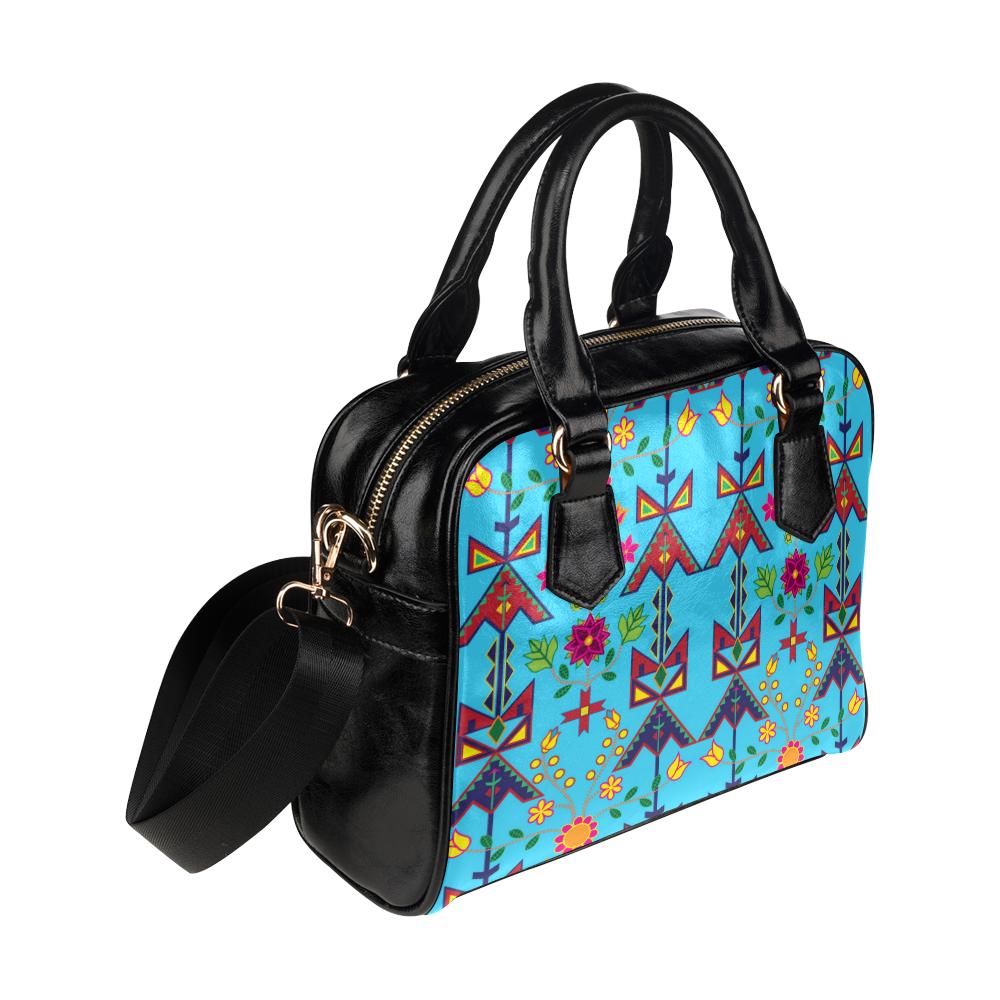 Geometric Floral Spring-SKy Blue Shoulder Handbag (Model 1634) Shoulder Handbags (1634) e-joyer 