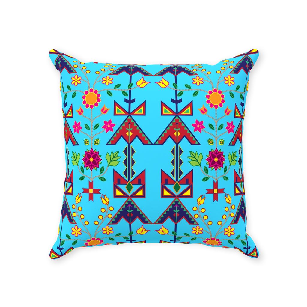 Geometric Floral Spring-Sky Blue Throw Pillows 49 Dzine With Zipper Poly Twill 14x14 inch