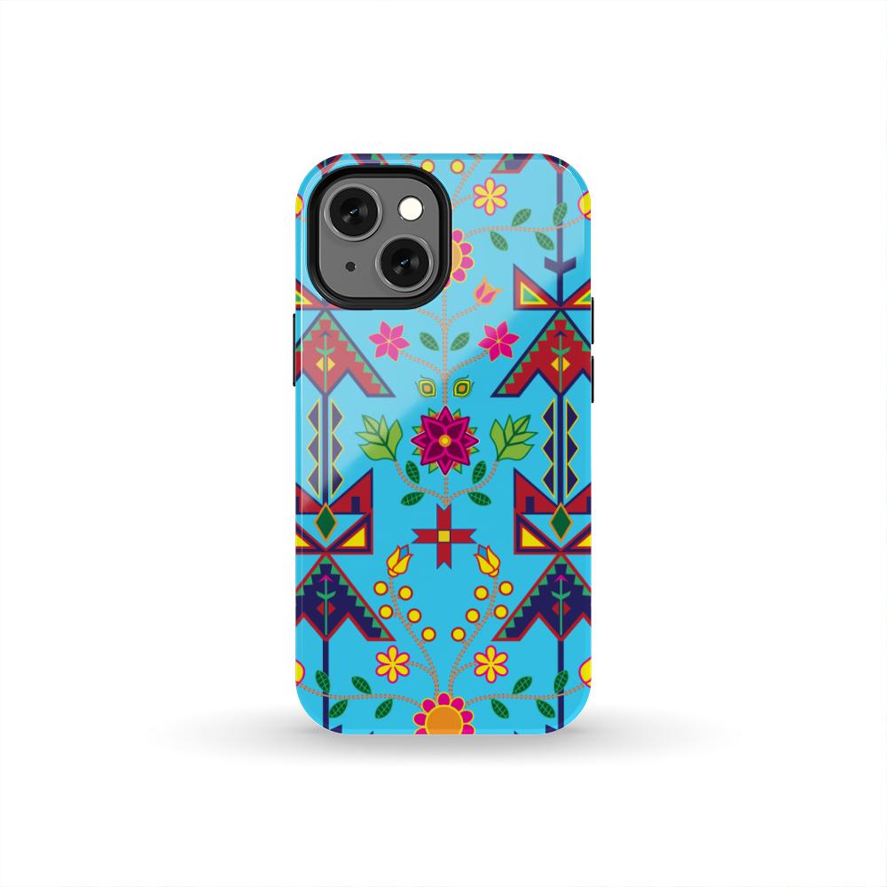 Geometric Floral Spring - Sky Blue Tough Case Tough Case wc-fulfillment iPhone 13 Mini 