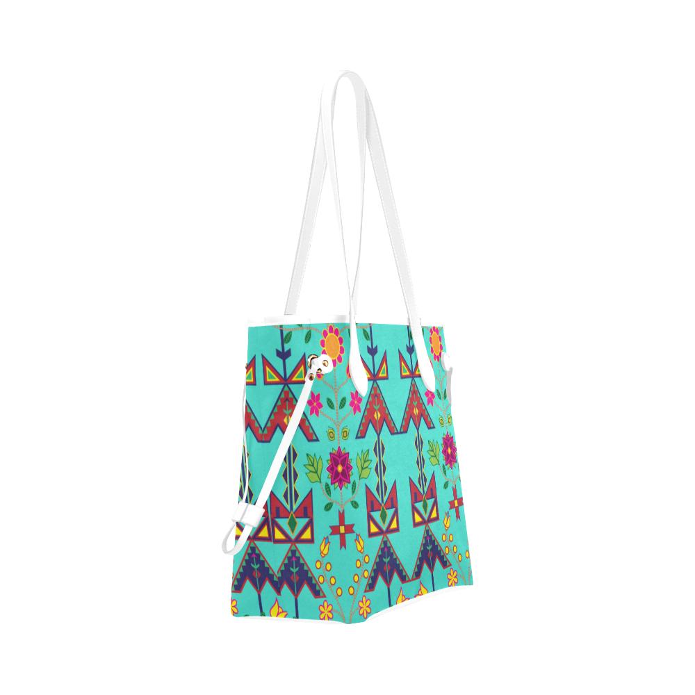 Geometric Floral Spring - Sky Clover Canvas Tote Bag (Model 1661) Clover Canvas Tote Bag (1661) e-joyer 