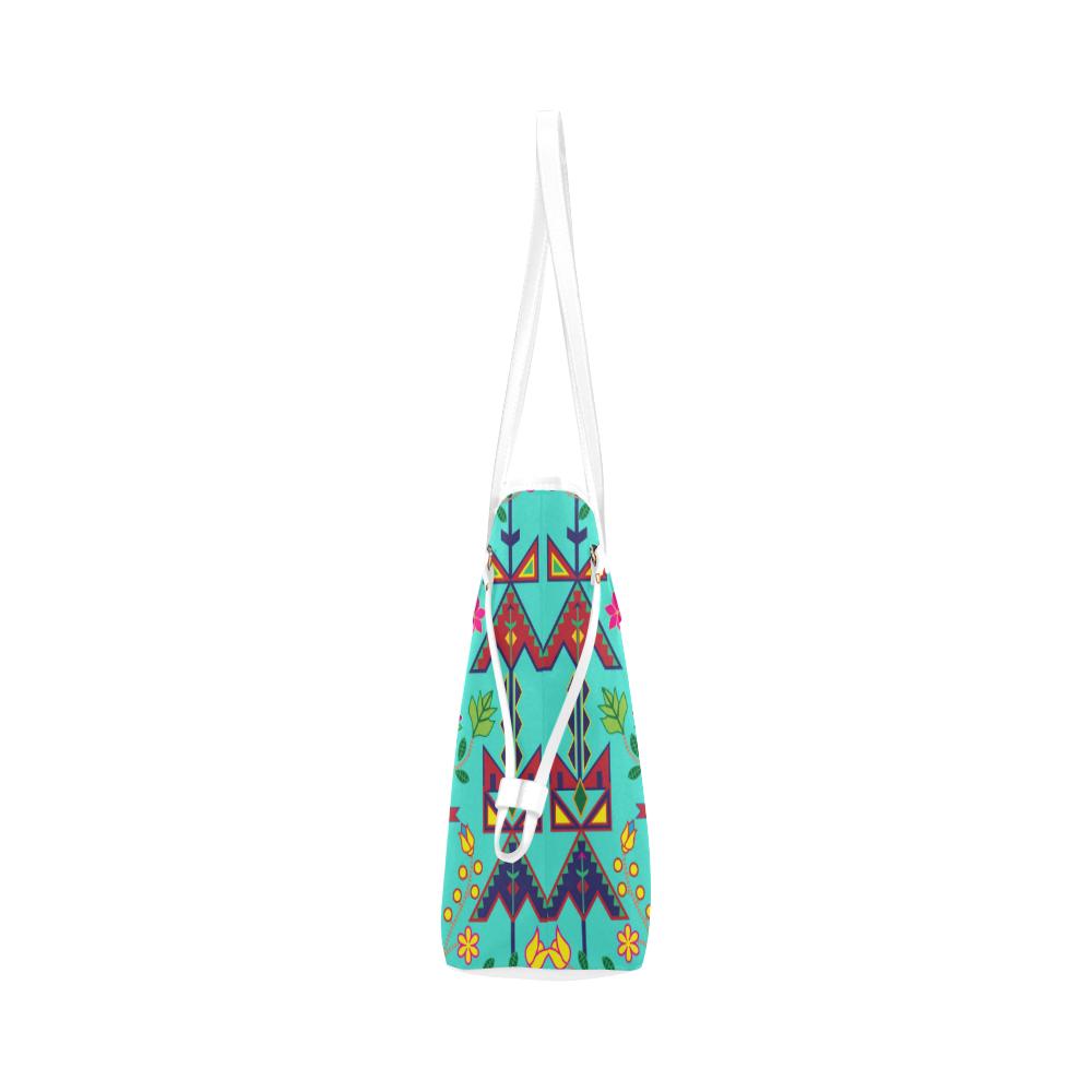 Geometric Floral Spring - Sky Clover Canvas Tote Bag (Model 1661) Clover Canvas Tote Bag (1661) e-joyer 