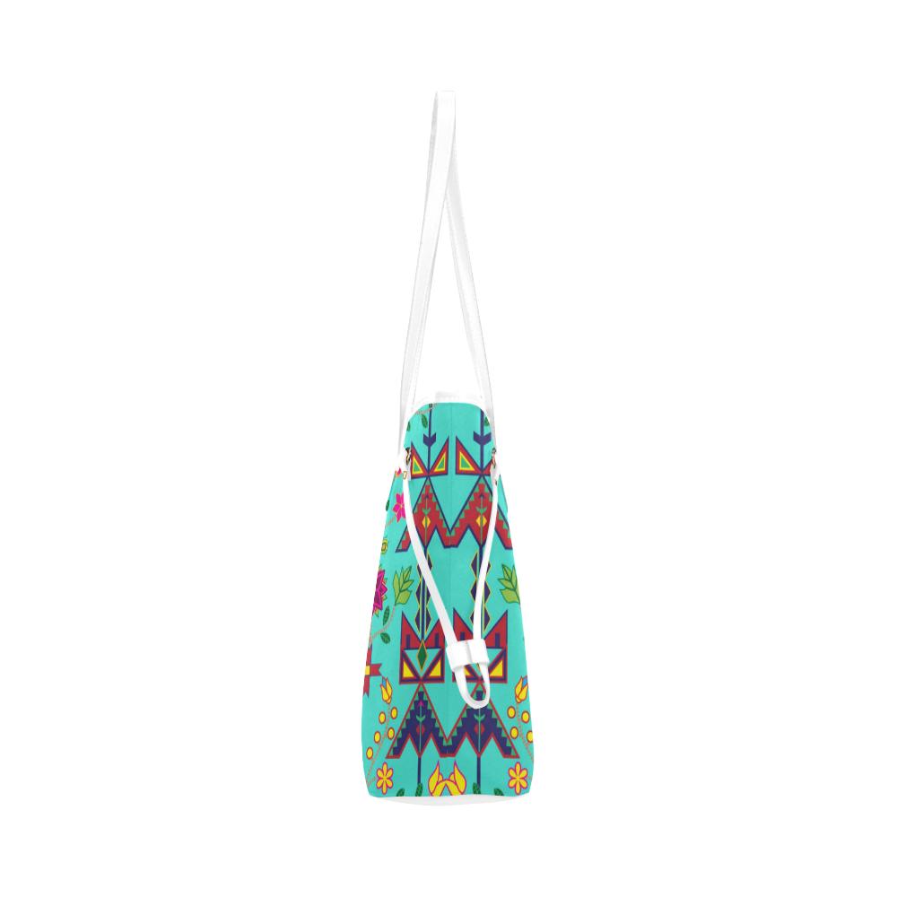 Geometric Floral Spring - Sky Clover Canvas Tote Bag (Model 1661) Clover Canvas Tote Bag (1661) e-joyer 