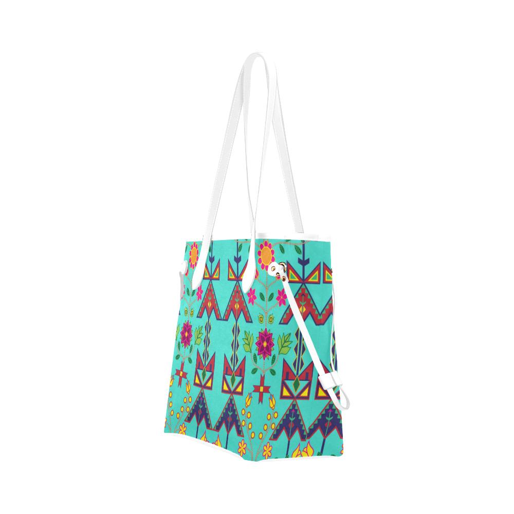 Geometric Floral Spring - Sky Clover Canvas Tote Bag (Model 1661) Clover Canvas Tote Bag (1661) e-joyer 