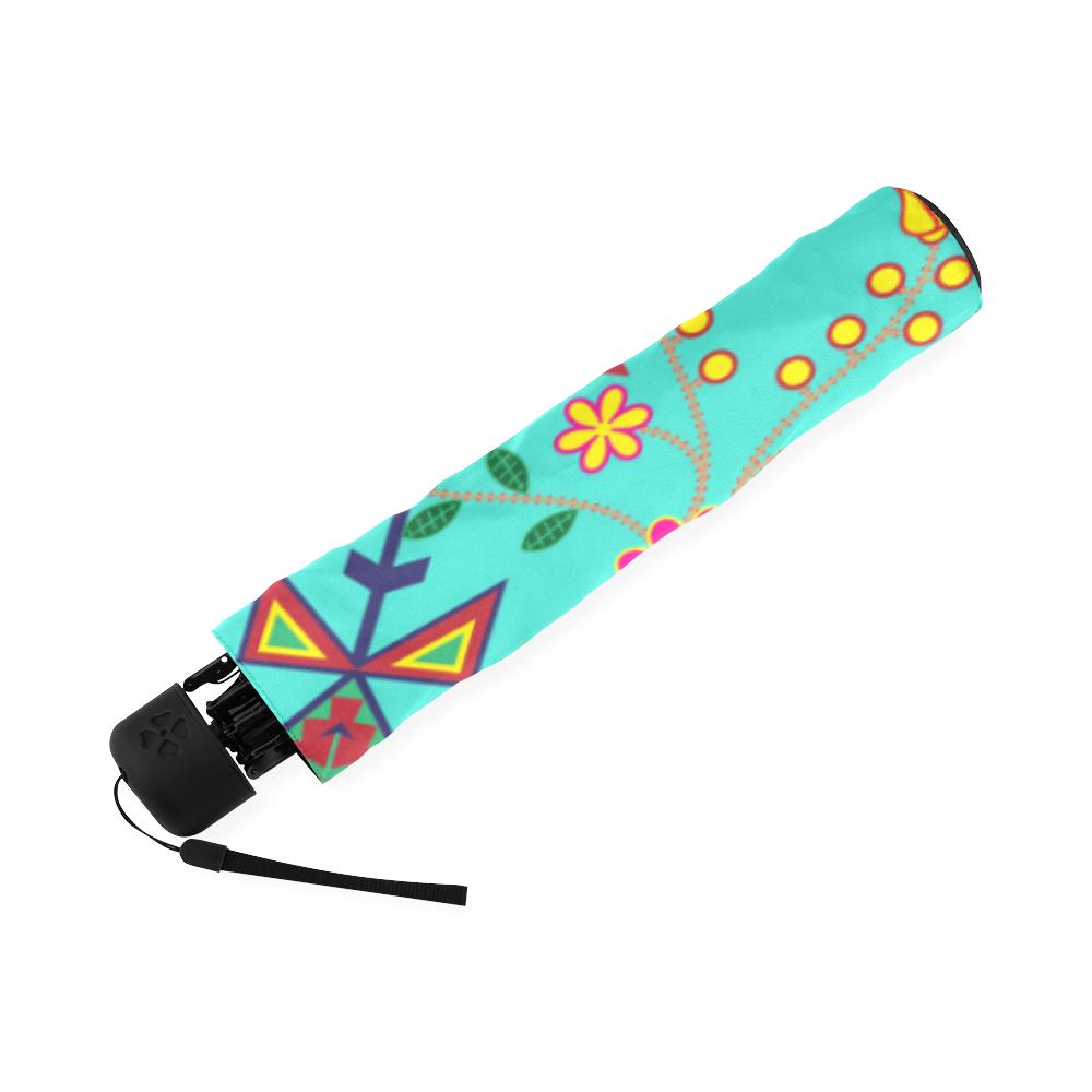 Geometric Floral Spring-Sky Foldable Umbrella Foldable Umbrella e-joyer 