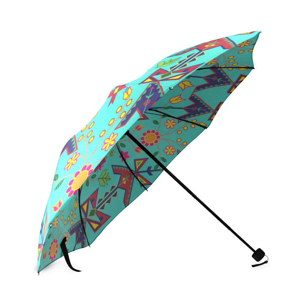Geometric Floral Spring-Sky Foldable Umbrella Foldable Umbrella e-joyer 