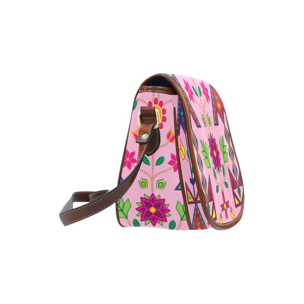 Geometric Floral Spring - Sunset Saddle Bag/Small (Model 1649) Full Customization Saddle Bag/Small (Full Customization) e-joyer 