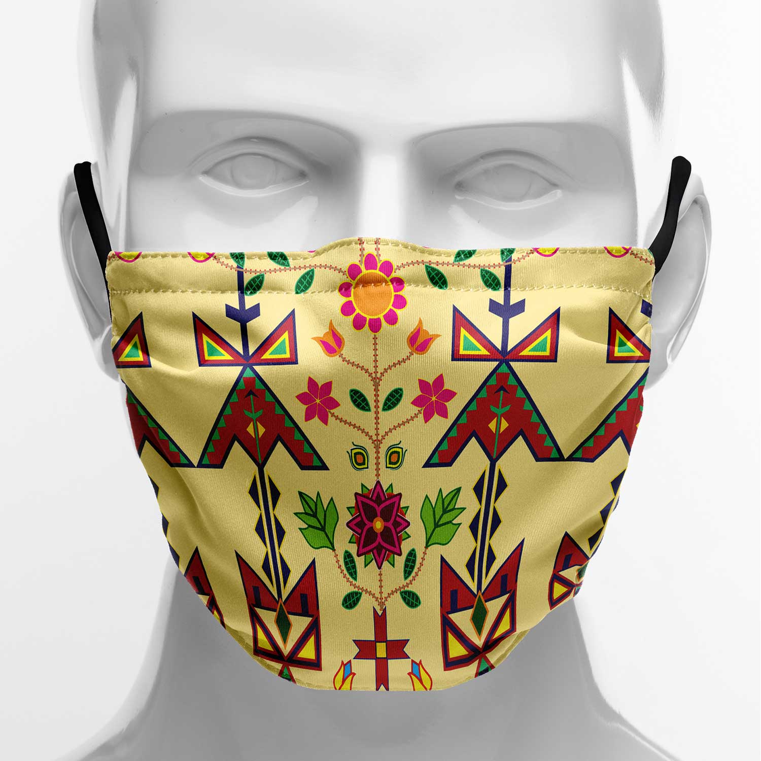 Geometric Floral Spring Vanilla Face Cover Herman 