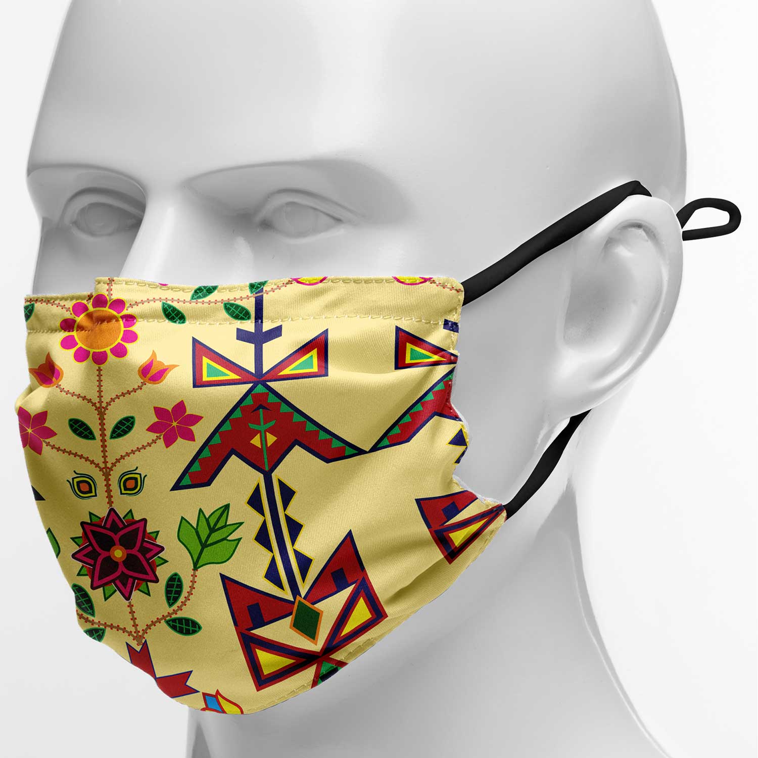Geometric Floral Spring Vanilla Face Cover Herman 