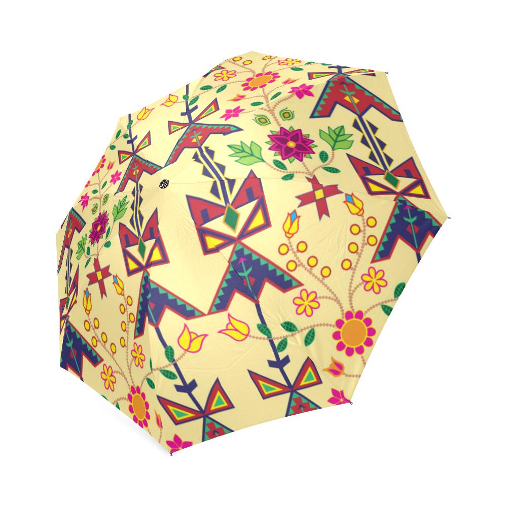 Geometric Floral Spring-Vanilla Foldable Umbrella Foldable Umbrella e-joyer 