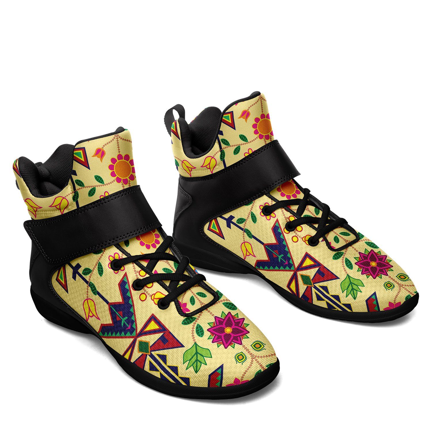 Geometric Floral Spring Vanilla Ipottaa Basketball / Sport High Top Shoes 49 Dzine 