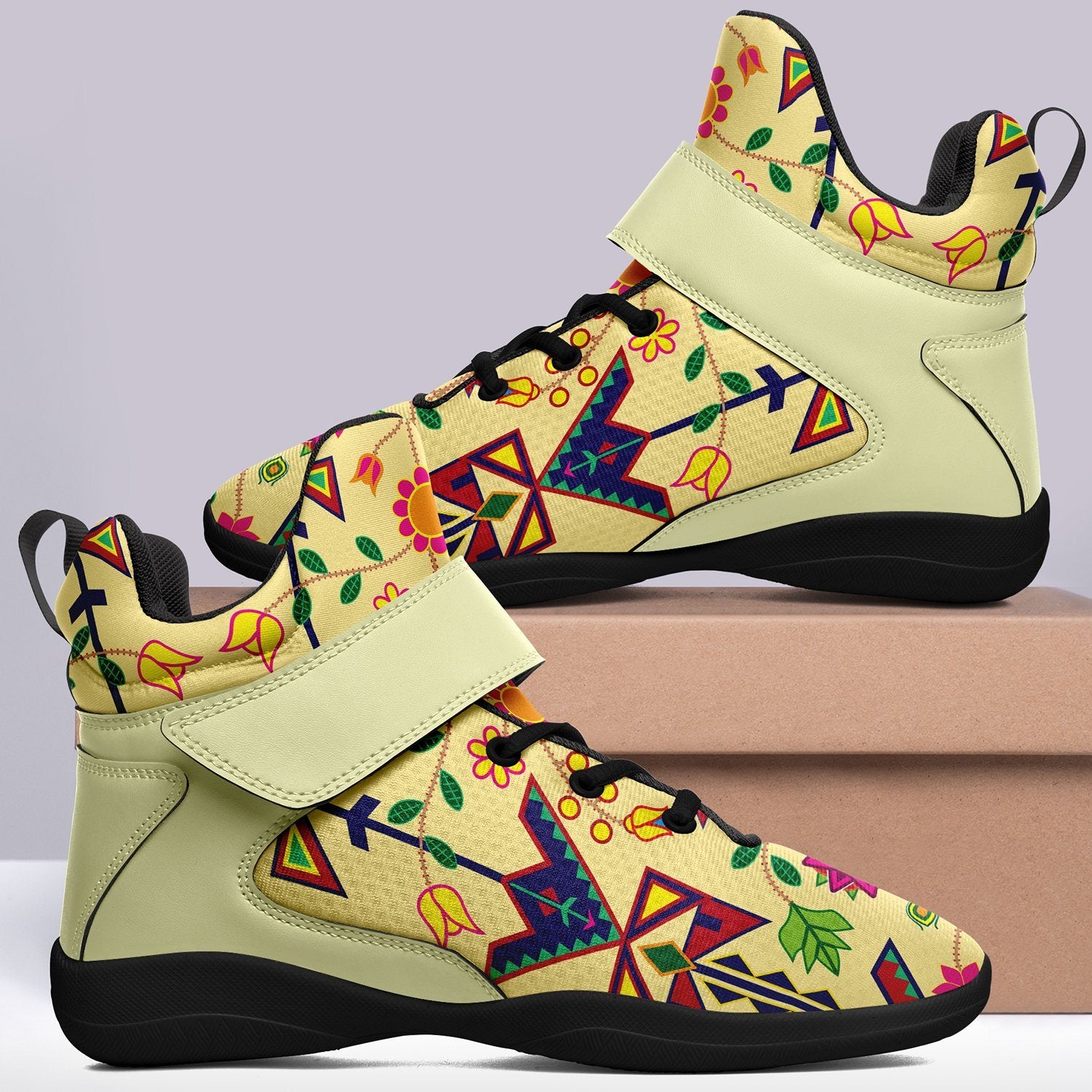 Geometric Floral Spring Vanilla Ipottaa Basketball / Sport High Top Shoes 49 Dzine 