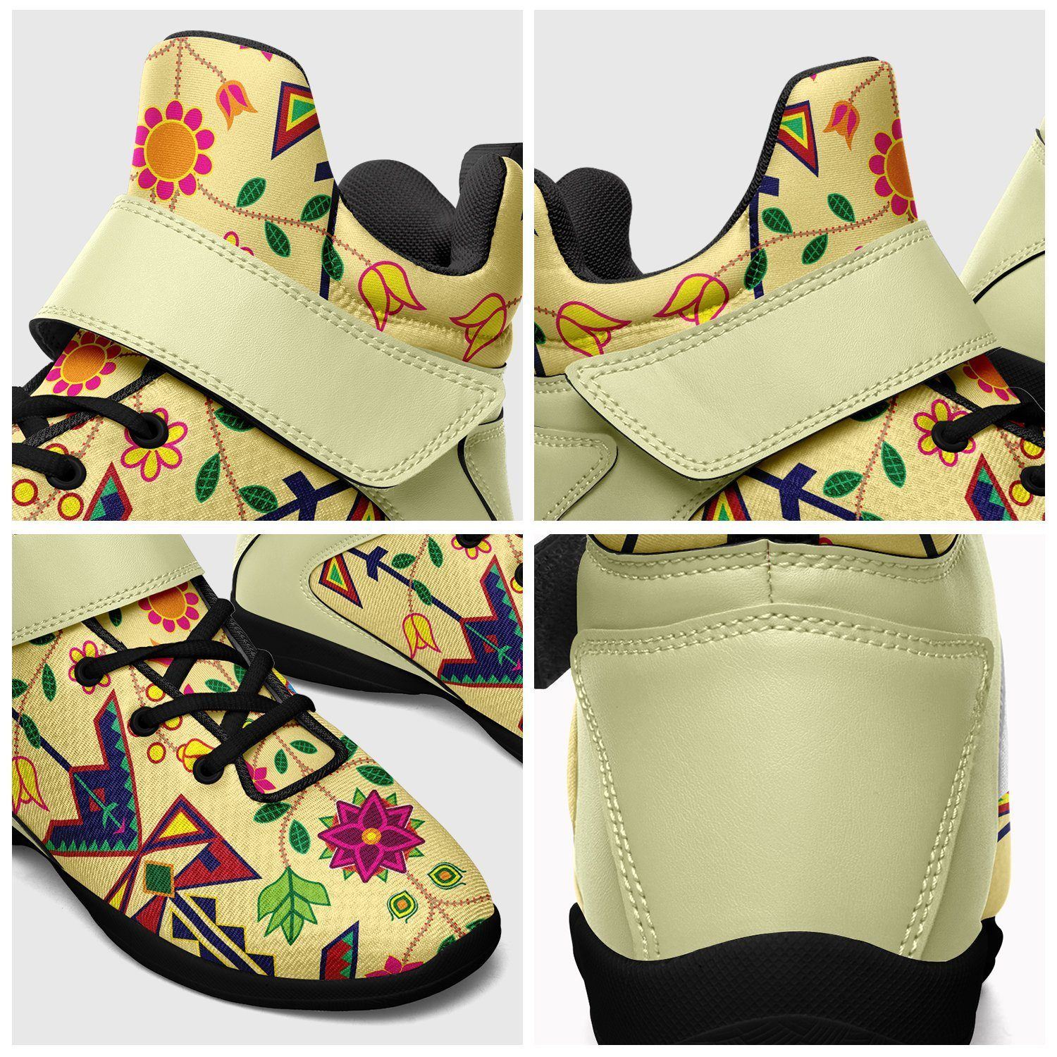 Geometric Floral Spring Vanilla Ipottaa Basketball / Sport High Top Shoes - Black Sole 49 Dzine 