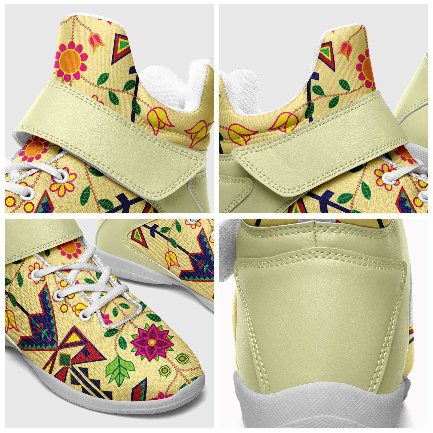 Geometric Floral Spring Vanilla Kid's Ipottaa Basketball / Sport High Top Shoes 49 Dzine 