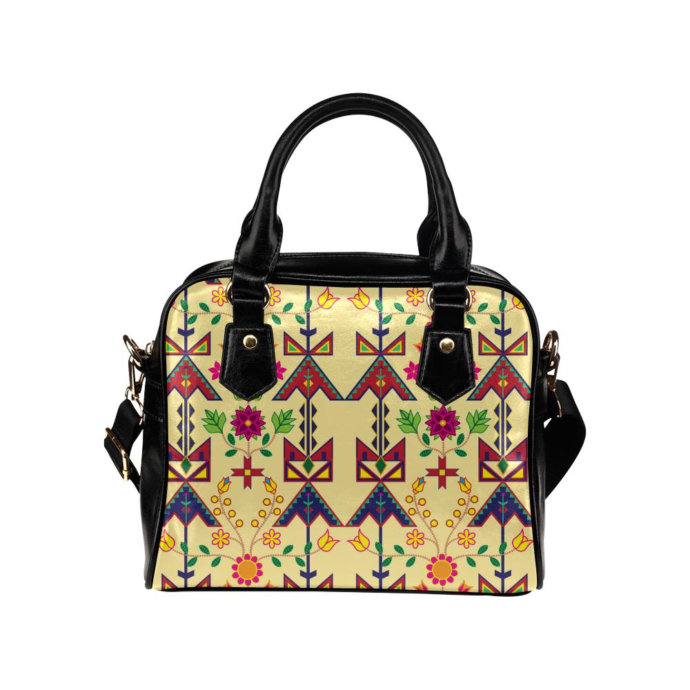 Geometric Floral Spring-Vanilla Shoulder Handbag (Model 1634) Shoulder Handbags (1634) e-joyer 