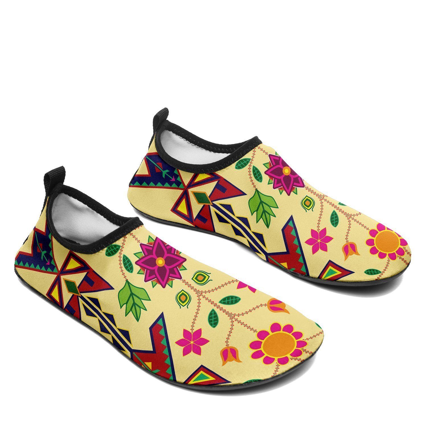 Geometric Floral Spring Vanilla Sockamoccs Kid's Slip On Shoes 49 Dzine 