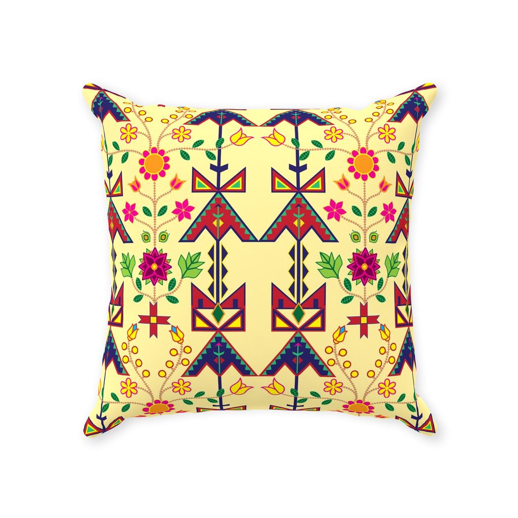 Geometric Floral Spring-Vanilla Throw Pillows 49 Dzine With Zipper Poly Twill 14x14 inch