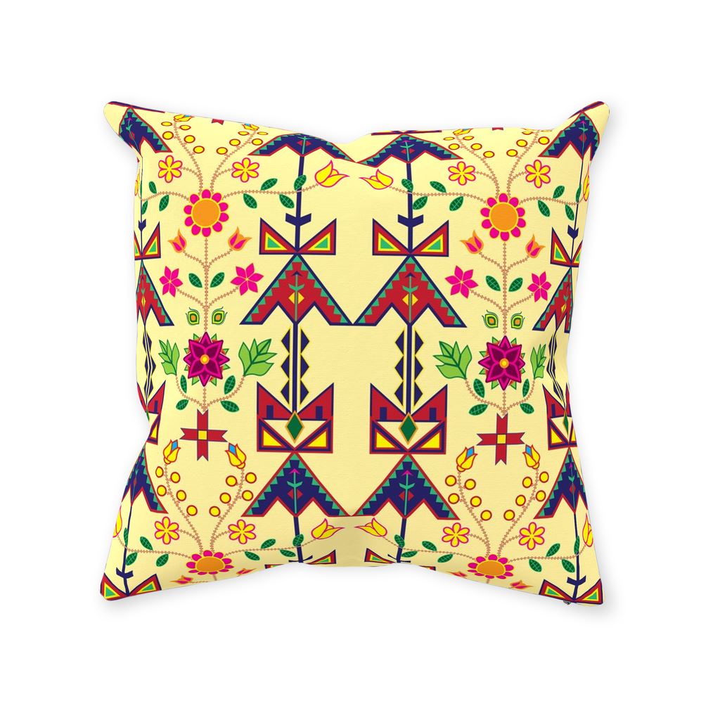 Geometric Floral Spring-Vanilla Throw Pillows 49 Dzine With Zipper Spun Polyester 14x14 inch