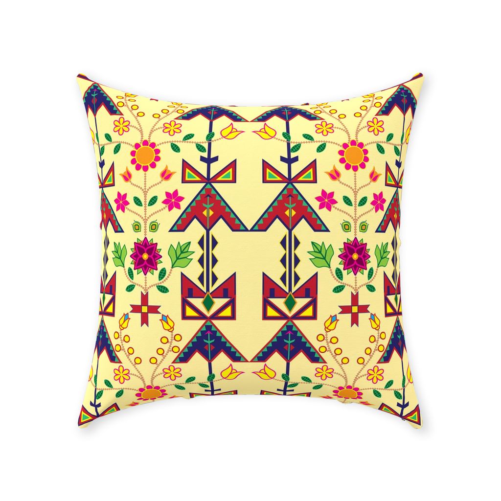 Geometric Floral Spring-Vanilla Throw Pillows 49 Dzine With Zipper Spun Polyester 18x18 inch