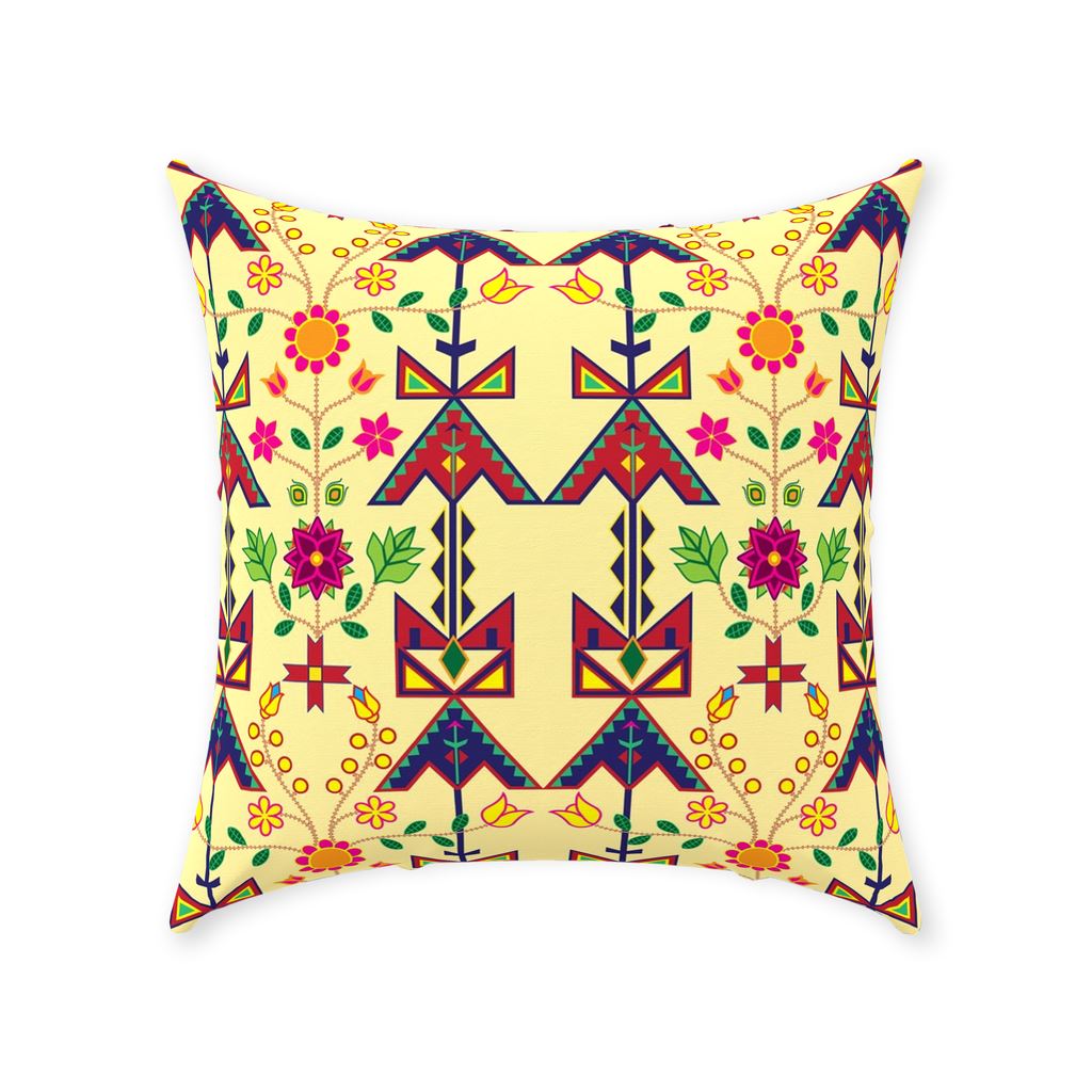 Geometric Floral Spring-Vanilla Throw Pillows 49 Dzine Without Zipper Spun Polyester 18x18 inch