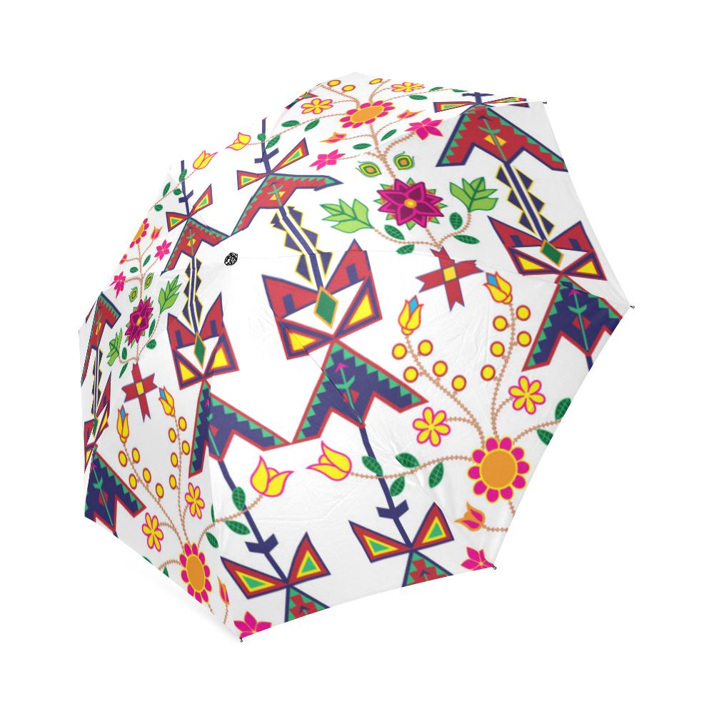 Geometric Floral Spring-White Foldable Umbrella Foldable Umbrella e-joyer 