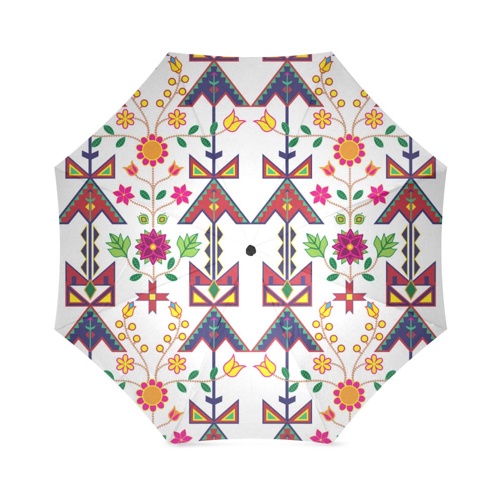 Geometric Floral Spring-White Foldable Umbrella Foldable Umbrella e-joyer 