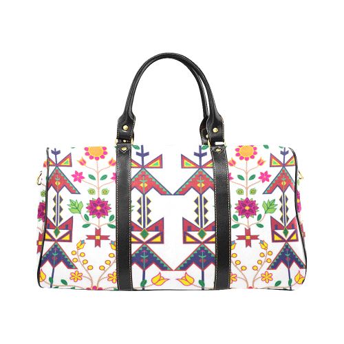 Geometric Floral Spring-White New Waterproof Travel Bag/Large (Model 1639) Waterproof Travel Bags (1639) e-joyer 