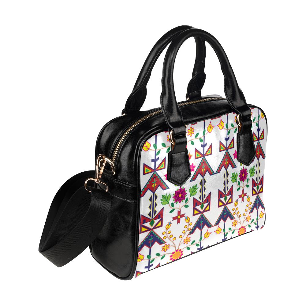 Geometric Floral Spring-White Shoulder Handbag (Model 1634) Shoulder Handbags (1634) e-joyer 