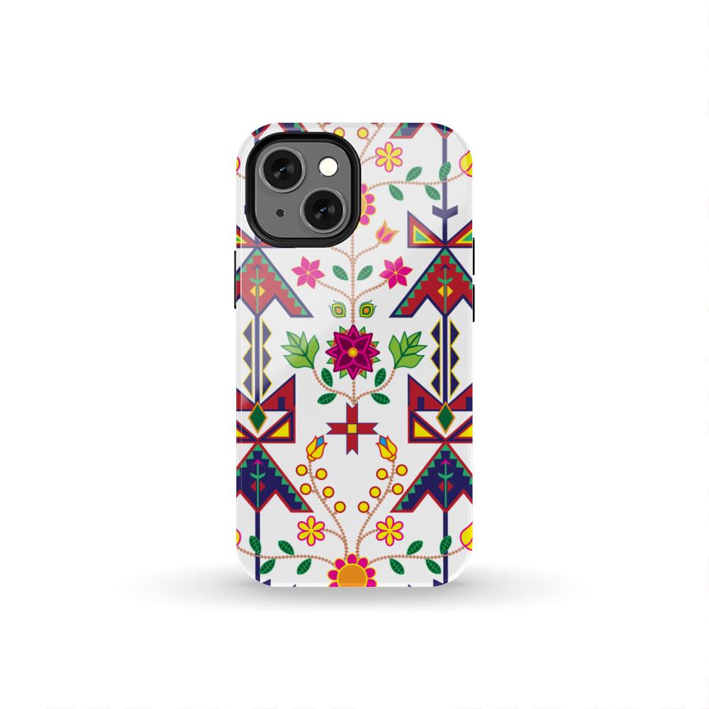 Geometric Floral Spring - White Tough Case Tough Case wc-fulfillment iPhone 13 Mini 