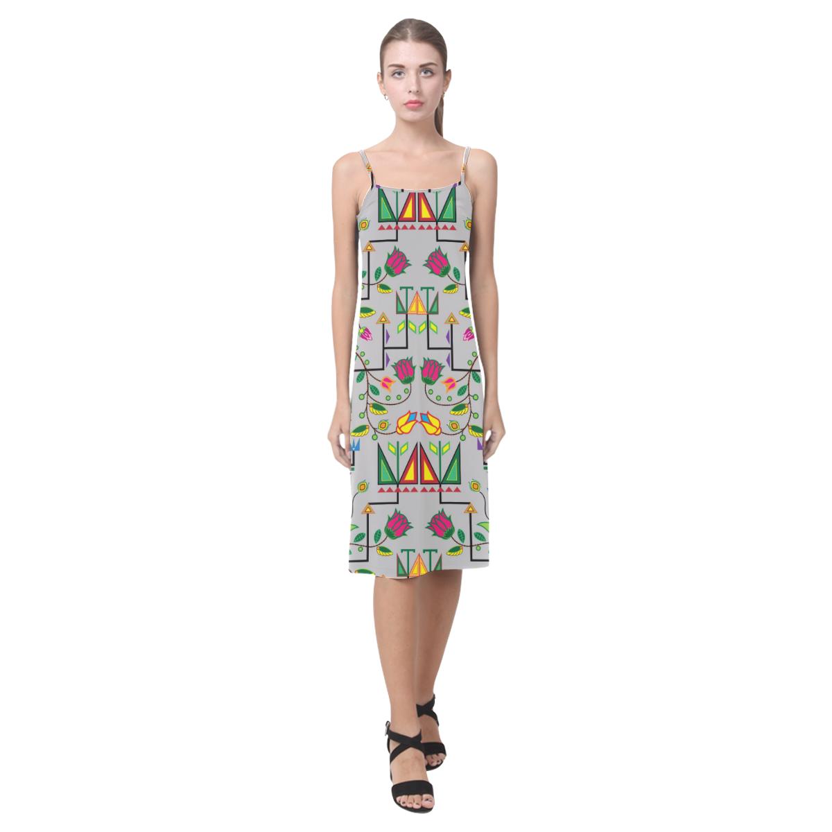 Geometric Floral Summer - Gray Alcestis Slip Dress (Model D05) Alcestis Slip Dress (D05) e-joyer 