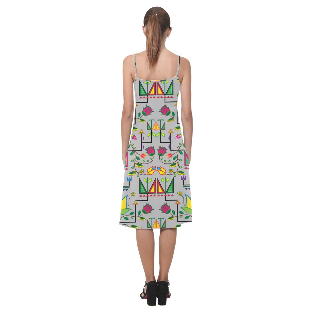 Geometric Floral Summer - Gray Alcestis Slip Dress (Model D05) Alcestis Slip Dress (D05) e-joyer 