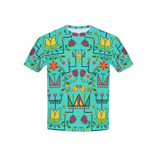 Geometric Floral Summer-Sky All Over Print T-shirt for Kid (USA Size) (Model T40) All Over Print T-shirt for Kid (T40) e-joyer 
