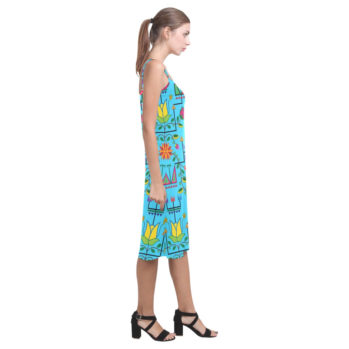 Geometric Floral Summer - Sky Blue Alcestis Slip Dress (Model D05) Alcestis Slip Dress (D05) e-joyer 