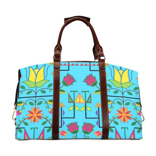 Geometric Floral Summer-Sky Blue Classic Travel Bag (Model 1643) Remake Classic Travel Bags (1643) e-joyer 