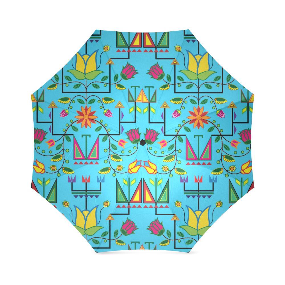 Geometric Floral Summer-Sky Blue Foldable Umbrella Foldable Umbrella e-joyer 