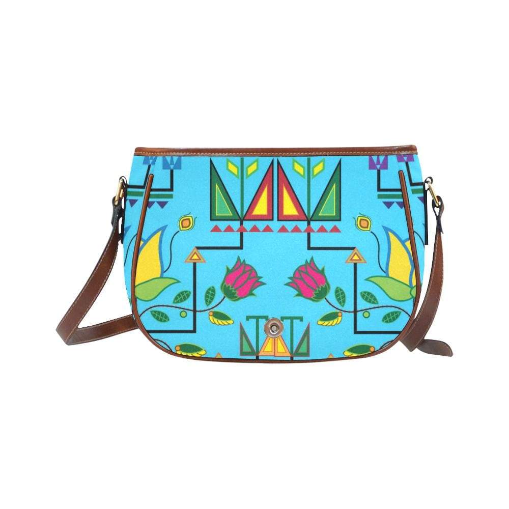 Geometric Floral Summer - Sky Blue Saddle Bag/Small (Model 1649) Full Customization Saddle Bag/Small (Full Customization) e-joyer 