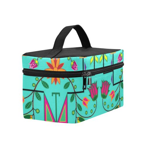 Geometric Floral Summer-Sky Cosmetic Bag/Large (Model 1658) Cosmetic Bag e-joyer 