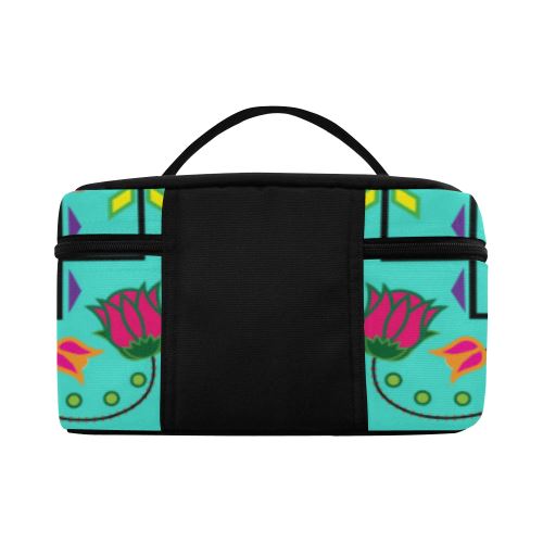 Geometric Floral Summer-Sky Cosmetic Bag/Large (Model 1658) Cosmetic Bag e-joyer 