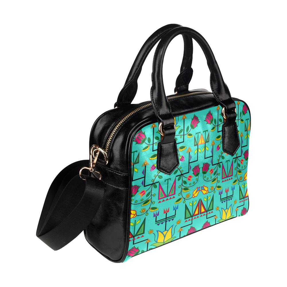 Geometric Floral Summer-Sky Shoulder Handbag (Model 1634) Shoulder Handbags (1634) e-joyer 