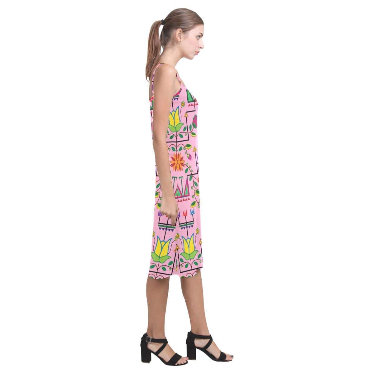 Geometric Floral Summer - Sunset Alcestis Slip Dress (Model D05) Alcestis Slip Dress (D05) e-joyer 
