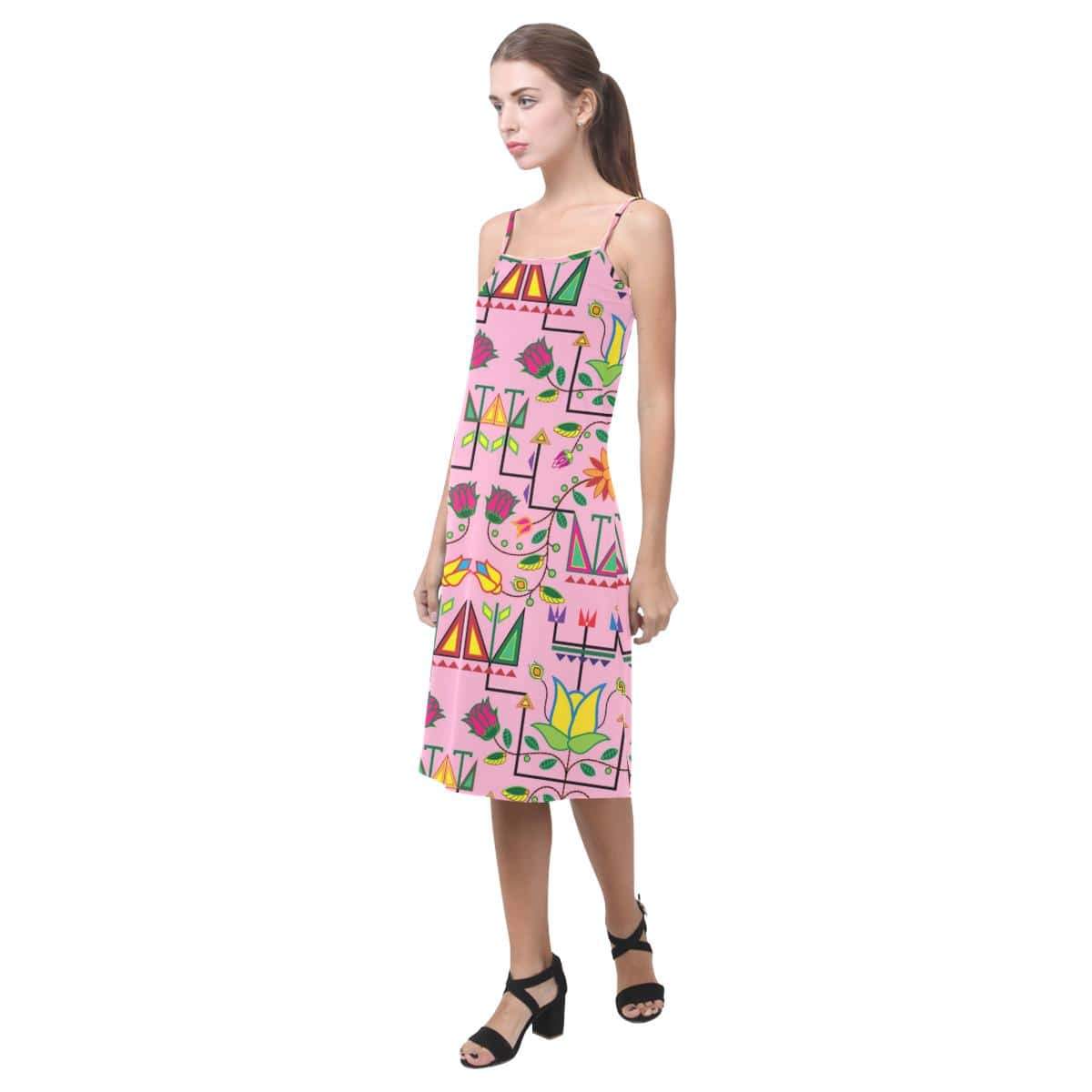 Geometric Floral Summer - Sunset Alcestis Slip Dress (Model D05) Alcestis Slip Dress (D05) e-joyer 