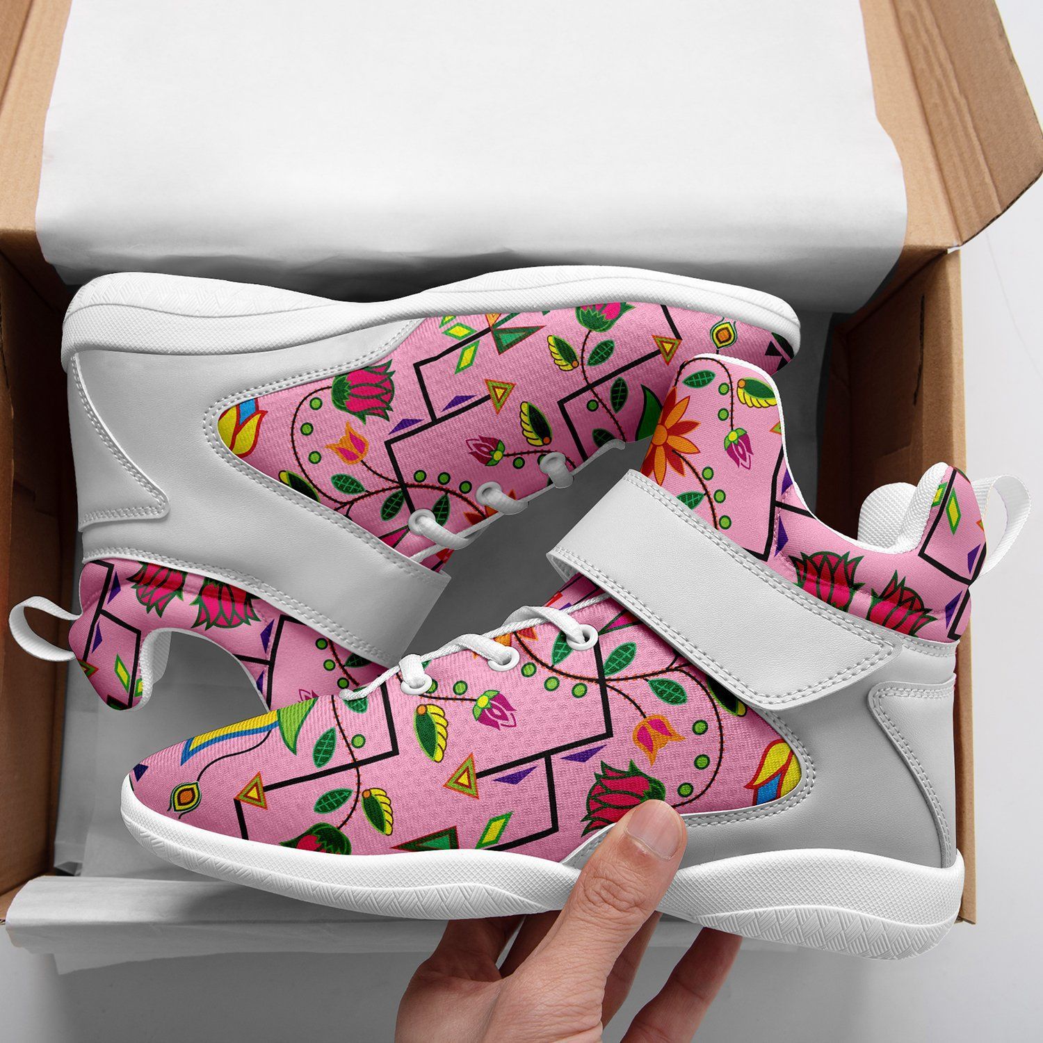 Geometric Floral Summer Sunset Ipottaa Basketball / Sport High Top Shoes - White Sole 49 Dzine 