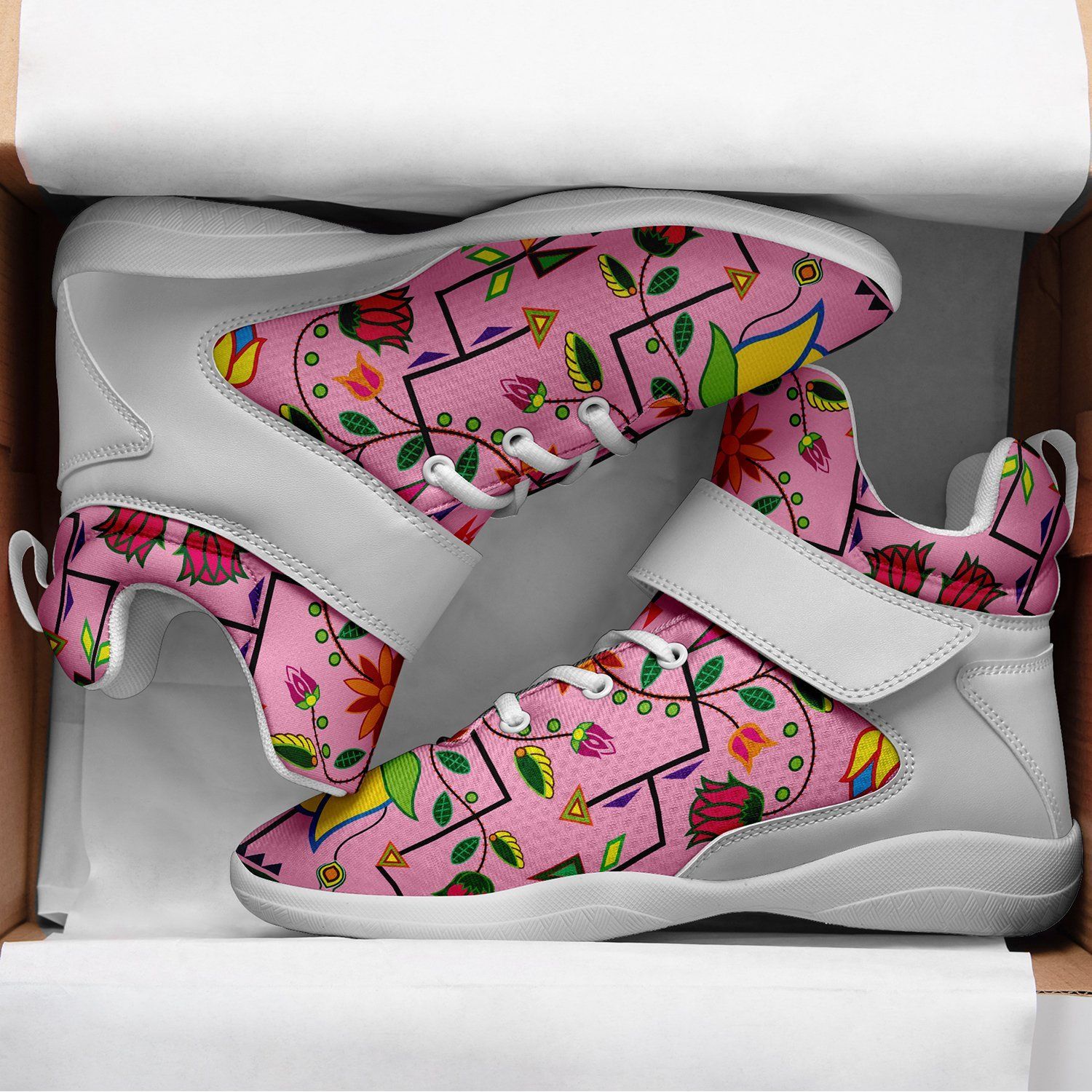 Geometric Floral Summer Sunset Ipottaa Basketball / Sport High Top Shoes - White Sole 49 Dzine 