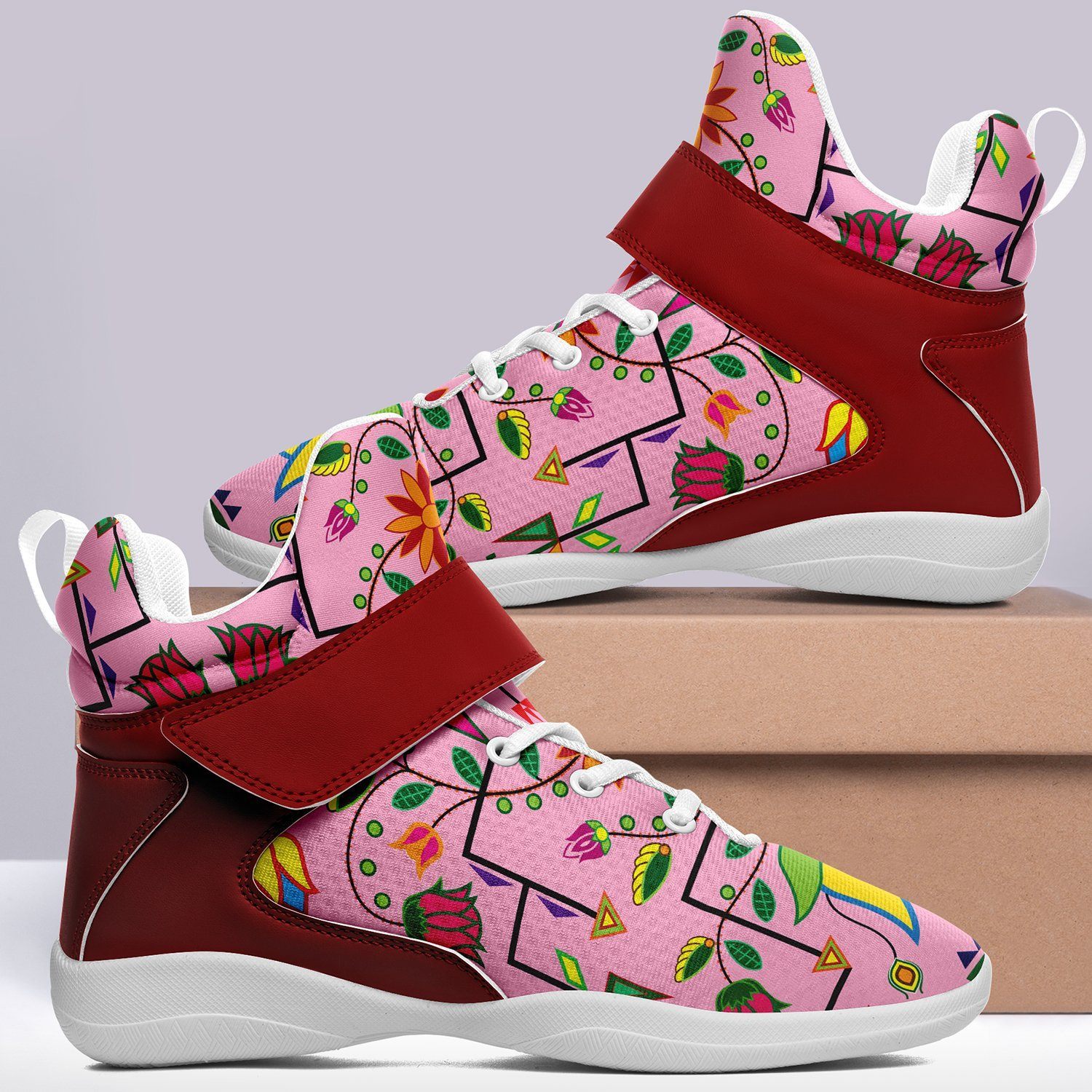 Geometric Floral Summer Sunset Ipottaa Basketball / Sport High Top Shoes - White Sole 49 Dzine 