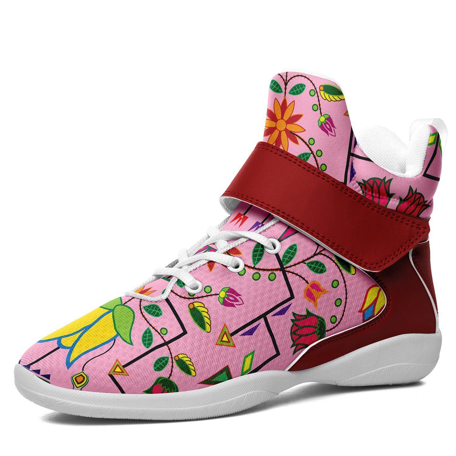 Geometric Floral Summer Sunset Ipottaa Basketball / Sport High Top Shoes - White Sole 49 Dzine US Men 7 / EUR 40 White Sole with Dark Red Strap 