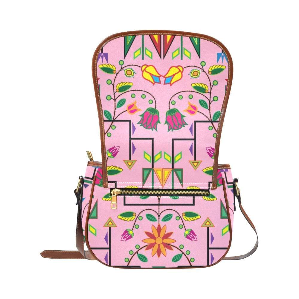 Geometric Floral Summer - Sunset Saddle Bag/Small (Model 1649) Full Customization Saddle Bag/Small (Full Customization) e-joyer 