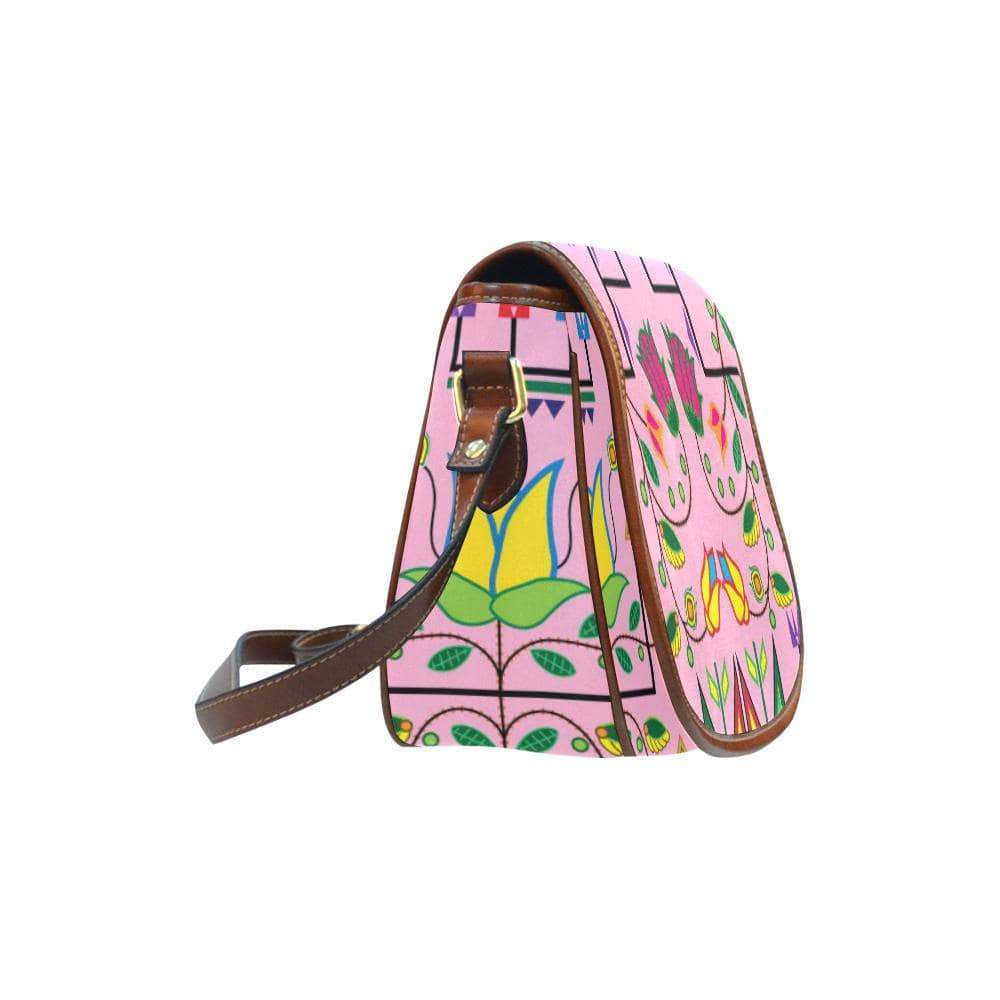 Geometric Floral Summer - Sunset Saddle Bag/Small (Model 1649) Full Customization Saddle Bag/Small (Full Customization) e-joyer 