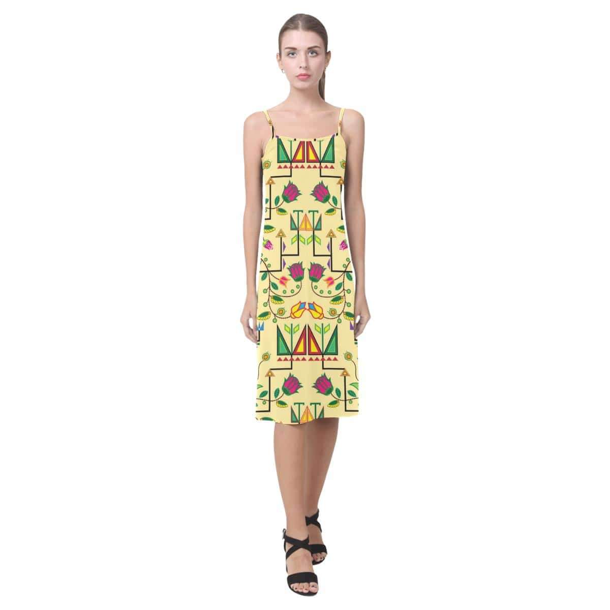 Geometric Floral Summer - Vanilla Alcestis Slip Dress (Model D05) Alcestis Slip Dress (D05) e-joyer 