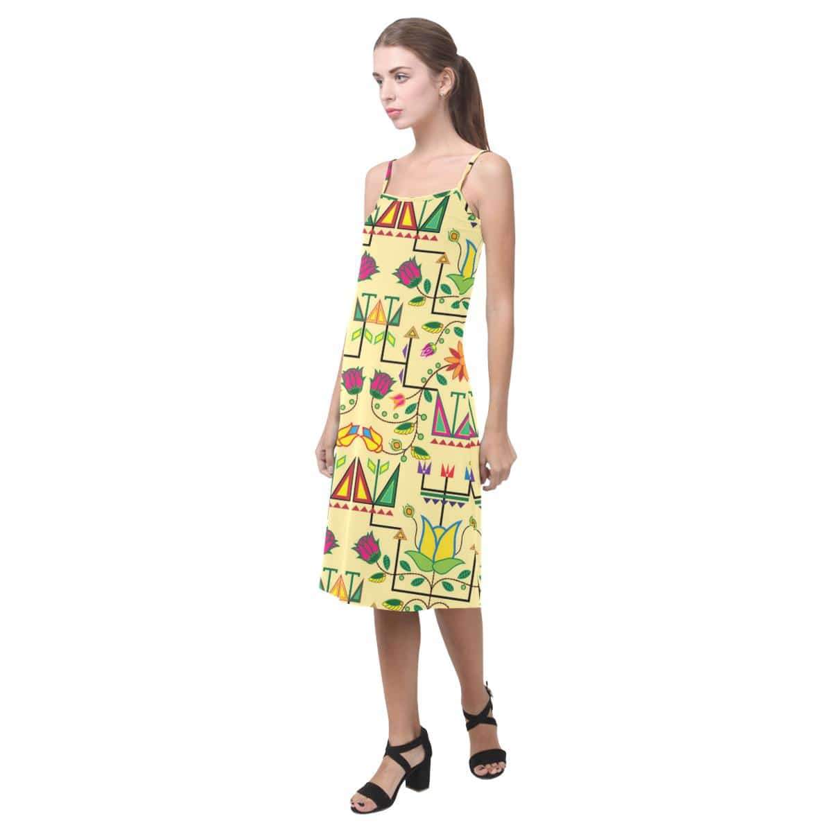 Geometric Floral Summer - Vanilla Alcestis Slip Dress (Model D05) Alcestis Slip Dress (D05) e-joyer 