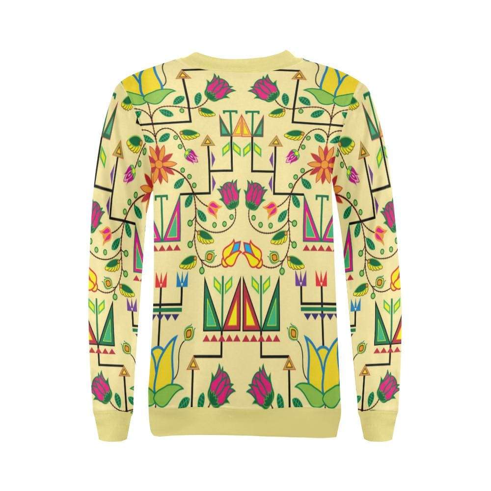 Geometric Floral Summer-Vanilla All Over Print Crewneck Sweatshirt for Women (Model H18) Crewneck Sweatshirt for Women (H18) e-joyer 