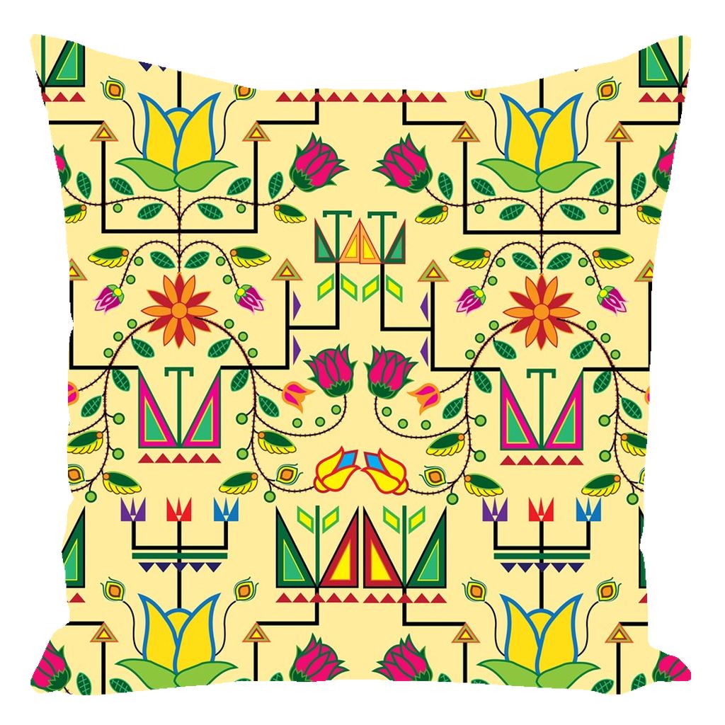 Geometric Floral Summer-Vanilla Throw Pillows 49 Dzine With Zipper Spun Polyester 16x16 inch